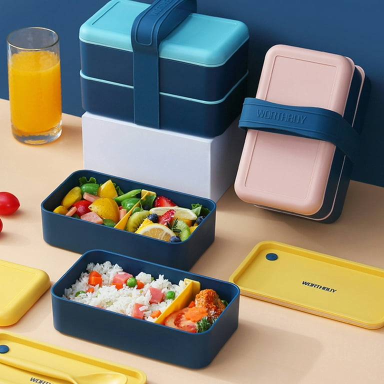 1440ml Microwavable Plastic Bento Lunch Box With Bag, Sauce