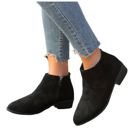 

Oyedens Women s Ankle Boots Suede Pointed Toe Low Heels Ankle Booties Winter Fall Dress Short Boots