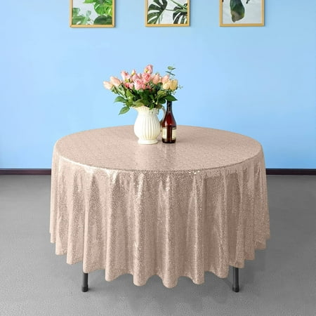 

Trimming Shop 90 Round Sequin Tablecloth Glitter Sparkly Party Supply Table Cover Rose Gold 5pcs
