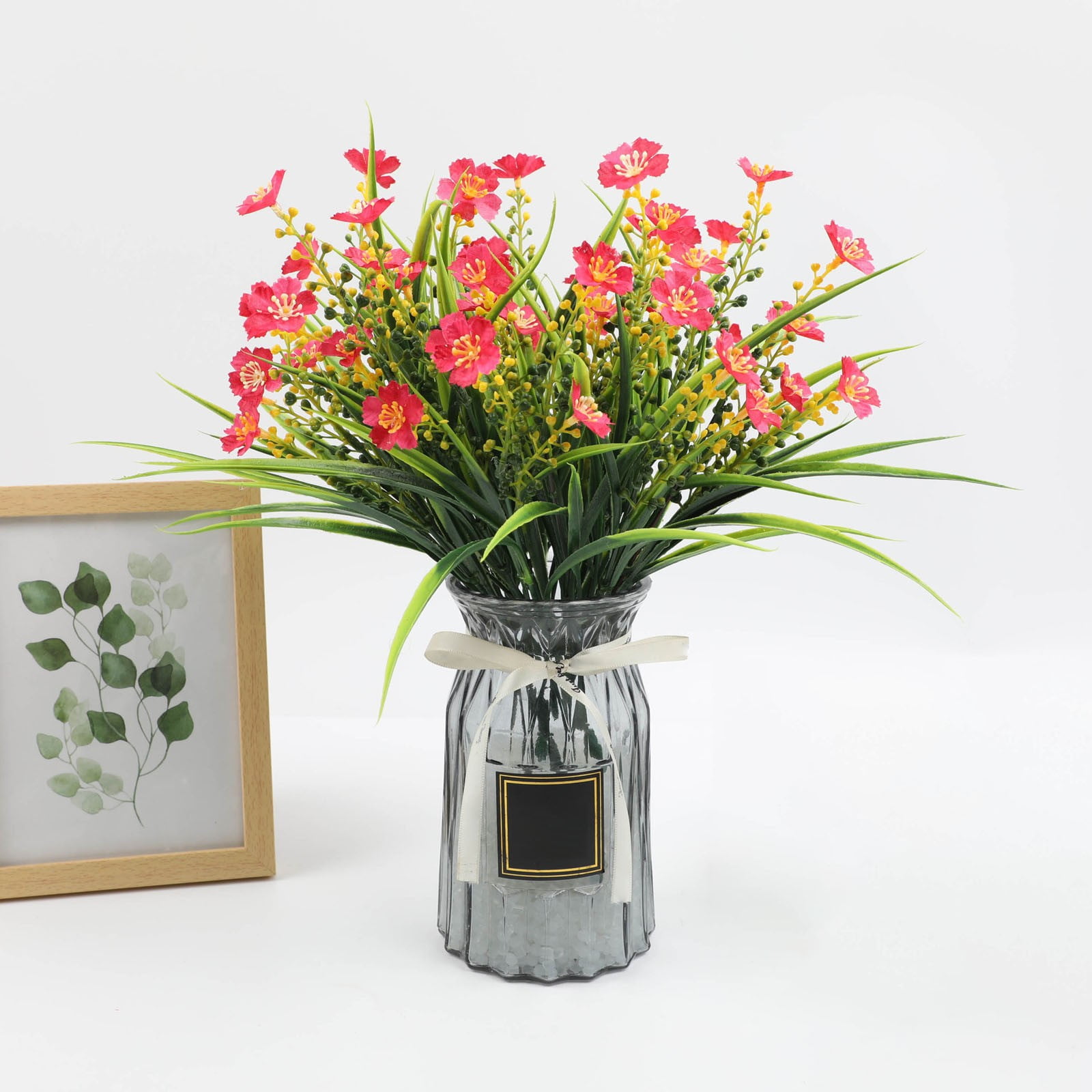 4 Bundles Artificial Flowers for Outdoors - 14" UV Resistant Silk & for Spring/Summer Decor, Garden, Porch, Window Box - Indoor/Outdoor Mixed Floral Arrangements