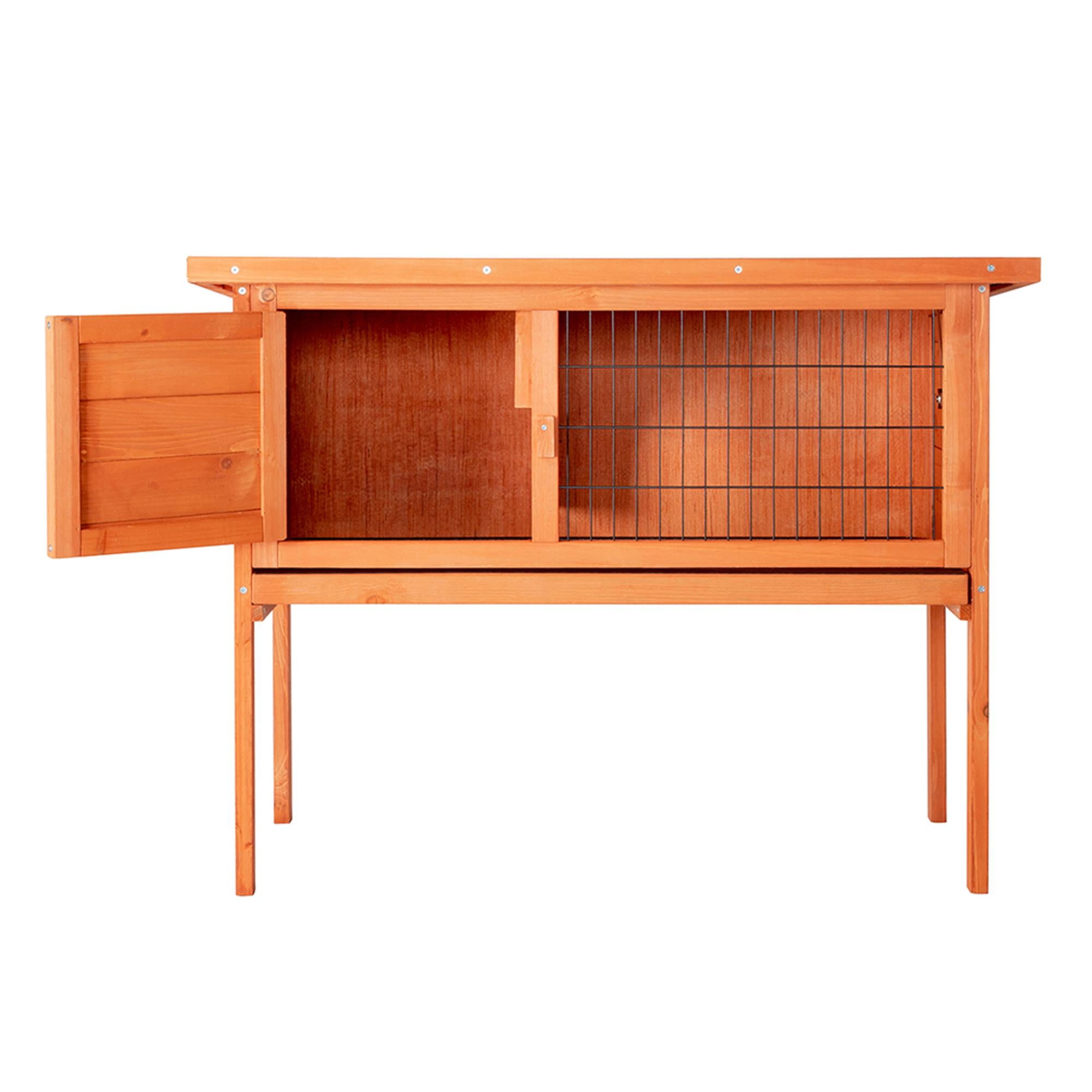 Pefilos 36" Outdoor Rabbit Hutch for Indoor Wood Guinea Pig Hutch 1 Layer Small Animal Bunny House Pet Cage, Orange