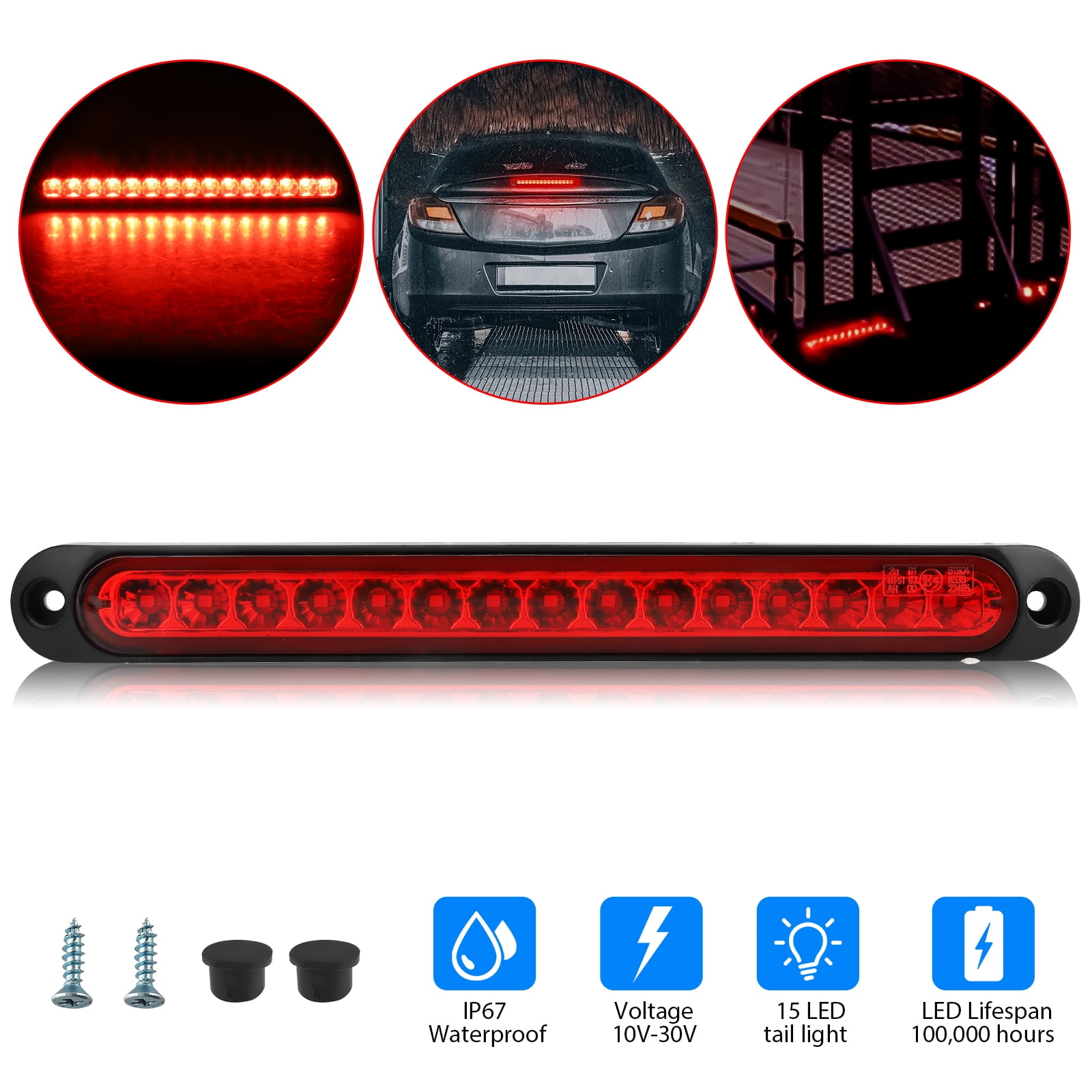 2 x 4 Function Square Tail Light/Lamp E Approved 12V Trailers/Vans/Boards/Trucks 