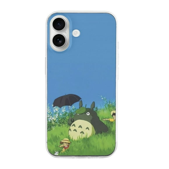 Funda de TPU de Mi vecino Totoro para iPhone 16: ultrafina, a prueba de golpes, antiamarilleo, resistente a arañazos, compatible con carga inalámbrica, agarre mejorado, estilo transparente.