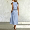 thumbnail image 6 of Karymi Two Piece Sets for Women 2 Piece Outfit, Crew Neck Sleeveless Crop Tank Top & High Waist Button Front Midi Skirt with Pockets, Solid Summer Set Women's Clothing, 6 of 8