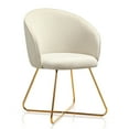thumbnail image 6 of Furniliving Velvet Accent Chair Makeup Vanity Chair with Back Leisure Chair for Living Room,Khaki, 6 of 13