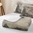 thumbnail image 4 of Homewish Vintage Cherry Blossoms Twin Quilt Set,Traditional Japanese Architecture Twin Coverlet Set,2-Piece, 4 of 7