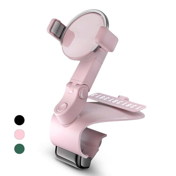 Seitruly Soporte de teléfono para salpicadero de coche, Clips ajustables de 1200 ° para coche, número de estacionamiento oculto para teléfono móvil, Teléfono y Comunicación Rosa