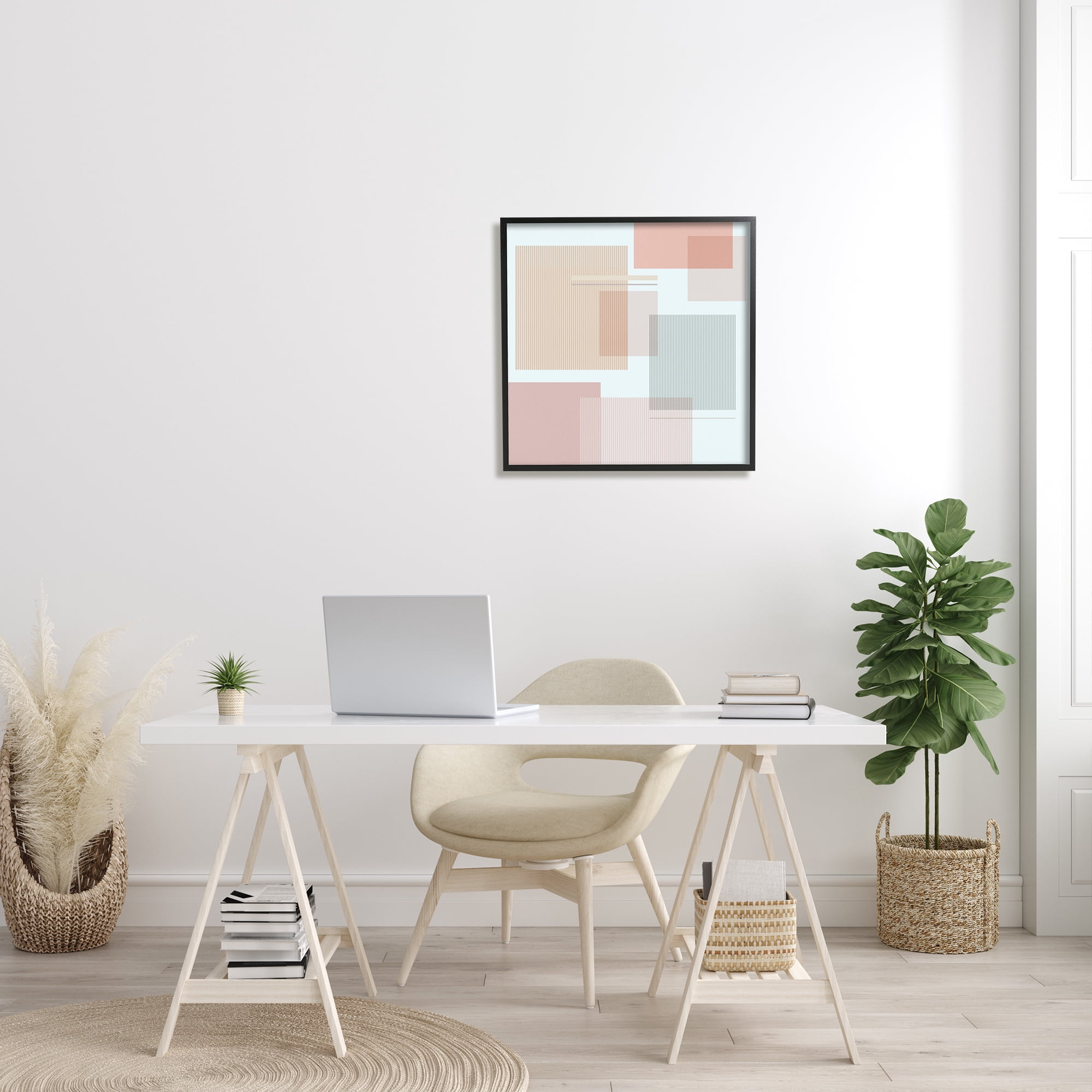 Stupell Indtries Abstract Patterned Squares Indtrial Geometric Shapes Pink Grey,24 x 24,Design by Melissa Wang