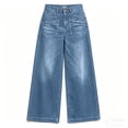 thumbnail image 4 of Gealkoca High Waist Wide Leg Jeans for Women Vintage Wash Casual Loose Denim Pants Loose Stretchy Long Trousers Straight Leg Denim Pants with Pockets, 4 of 9