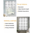 thumbnail image 3 of Grey Plaid Tie Up Curtains for Window, Thermal Insulated Balloon Shade Adjustable Rod Pocket Curtains Valance Panels for Kitchen Bathroom Cafe 52 x 45 Spring Summer Farmhouse Buffalo Checkered, 3 of 6