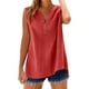 thumbnail image 5 of Camisetas para mujer,Camiseta de tirantes de lino con cuello en V para mujer, detalle de botones y bolsillo en el pecho, blusa informal sin mangas para estar en casa, sopatenor, 5 of 9