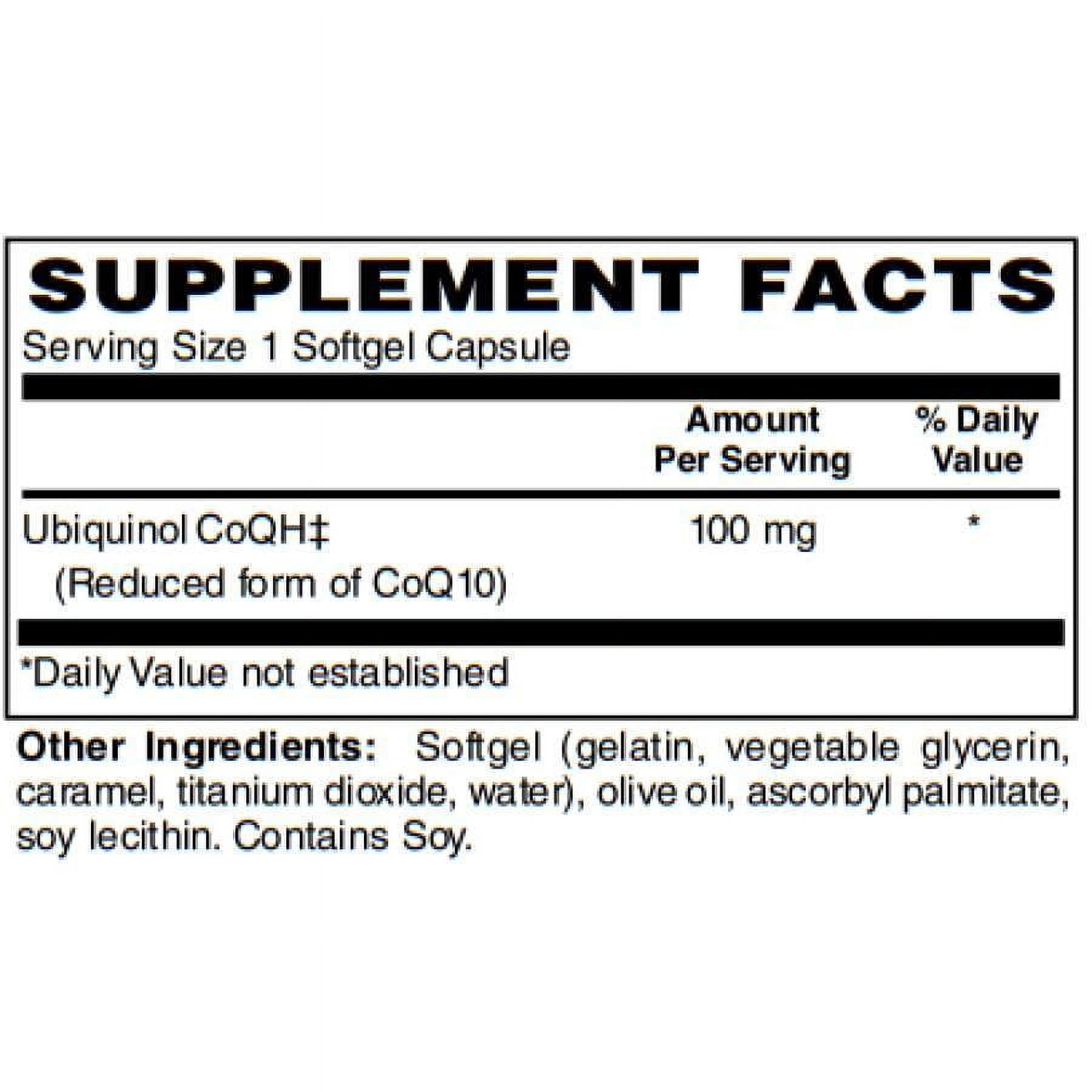 Ubiquinol CoQH Reduced Form of CoQ10 for Enhanced Absorption 100mg - Easy Swallow Softgels by BariatricPal Size: 30 Count