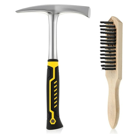 Welding Chipping Hammer and Wire Brush, Heavy Duty Steel Slag Hammer with Wire Brush Slag Removal Tool for Welders,1 x Welding chipping hammer 1 x Wire brush,As Shown