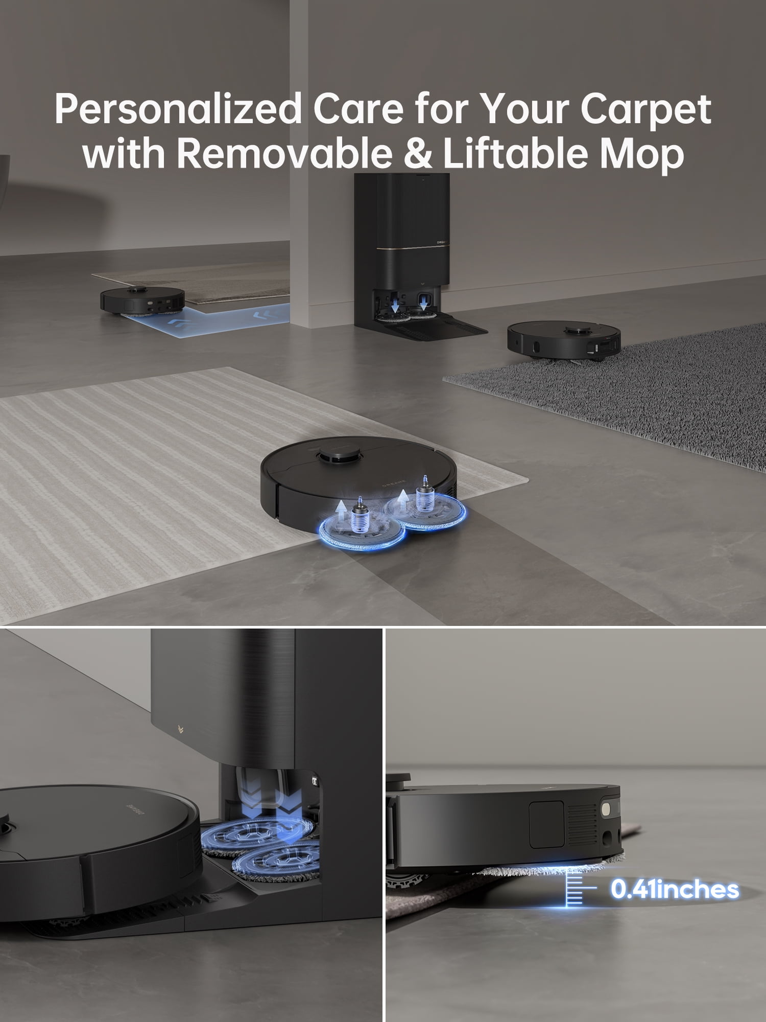 Dreame X30 Ultra Robot Vacuum Cleaning Bundle, 3 Extra Dust Bags, 8300Pa Suction, Mop Extend and Mop Self Cleaning with 140°F Water, Removable & Liftable Mop, Self Water Refilling, Mop Self Drying
