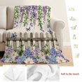 thumbnail image 5 of Spring Purple Flowers Blanket Soft Cozy Warm Throw Blanket for Couch, Plush Fuzzy Flannel Fleece Blankets for Sofa, Farmhouse Leaves Fences Burlap Bed Blankets Lightweight Gifts for Women, 50"x60", 5 of 9