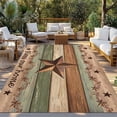 thumbnail image 2 of Western Texas Star Retro Outdoor Rug for Patio/Deck/Porch, Non-Slip Large Area Rug 6 x 9 Ft, Vintage Farmhouse Green Brown Wooden Indoor Outdoor Rugs Washable Area Rugs, Camping Rug Carpet Runner, 2 of 8