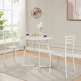 thumbnail image 3 of VECELO Round 3-Piece Dining Set, Compact Dining Table and 2 Chairs with Metal Frame, Couple Table Chair Set for 2, Marble White, 3 of 10