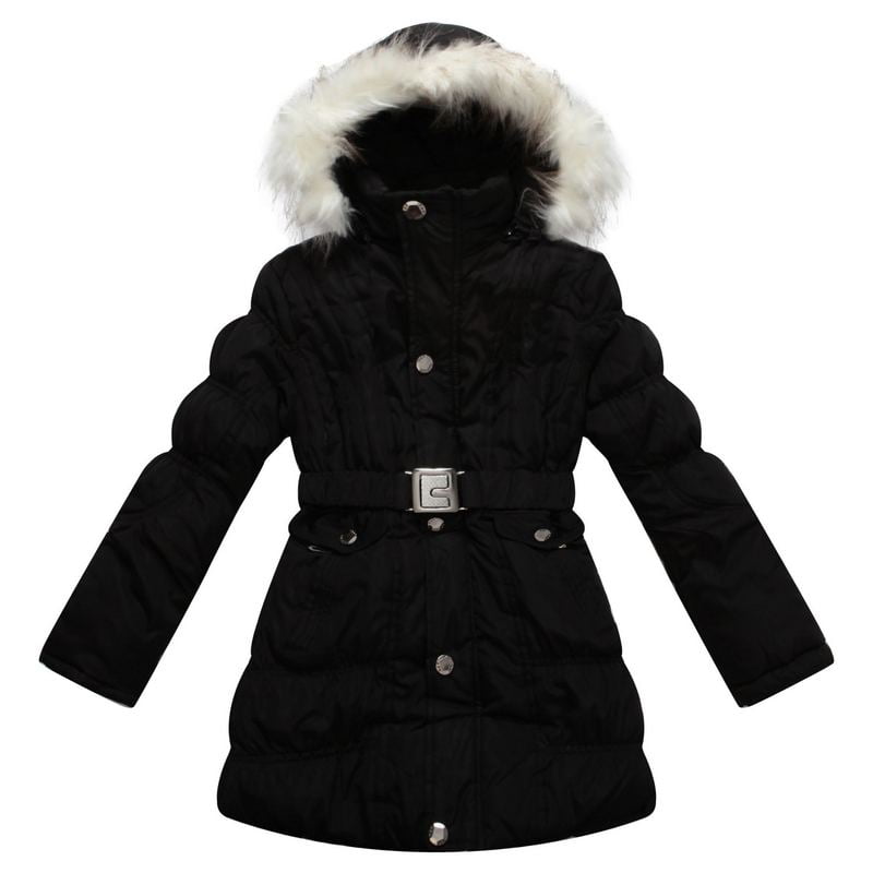 GIRLS COAT WINTER WARM QUILTED PADDED SCHOOL KIDS FITTED BELTED RIDING NEW SIZE 