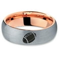 thumbnail image 2 of Tungsten American Football Ball Band Ring 7mm Men Women Comfort Fit 18k Rose Gold Dome Brushed Gray Polished, 2 of 4