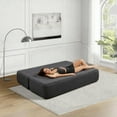 thumbnail image 6 of 79" 3-Layer Space-Saving Convertible Sleeper Sofa Bed, Boneless Loveseat Sofa with Teddy Velvet Fabric, Cloud Chaise Lounge Indoor with No Assembly for Small Spaces​, Black, 6 of 9
