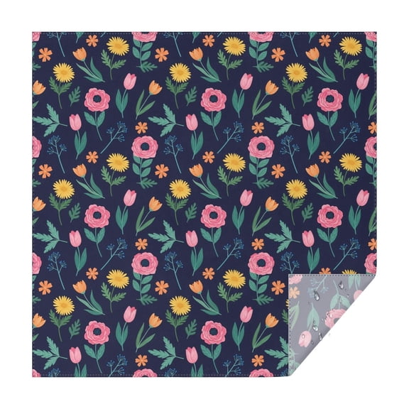 Pioneer Flower Floral Print Pattern Square Tablecloth, Waterproof Wipeable Spillproof Washable Table Cover for Home Kitchen Party Decor, 42"x42"