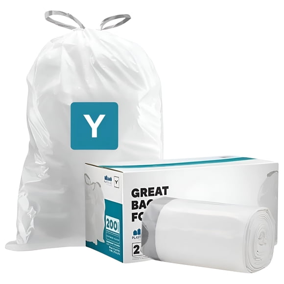 Plasticplace Custom Fit Trash Bags, Compatible with simplehuman Code X (100 Count) White Drawstring Garbage Liners 21 Ga