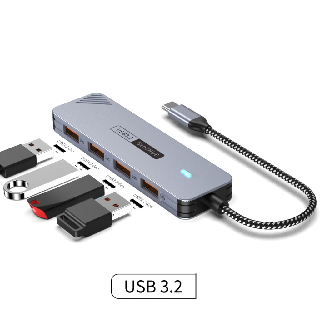 Gieenan 4Port USB C Hubs Aluminum USB3.2 Expander 10Gbps Data Transfer Adapter for Laptop Desktop PC Mobile Phones Devices