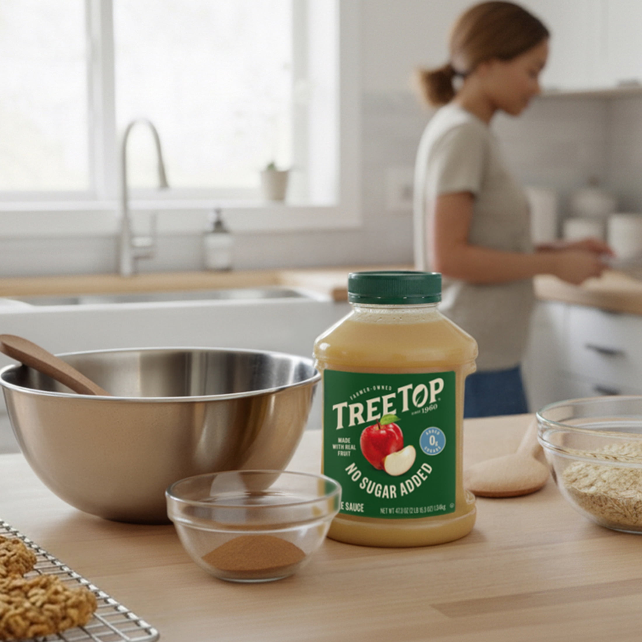 (5 pack) Tree Top No Sugar Added Apple Sauce Jar, No Artificial Flavors or Colors, 47.3 Oz