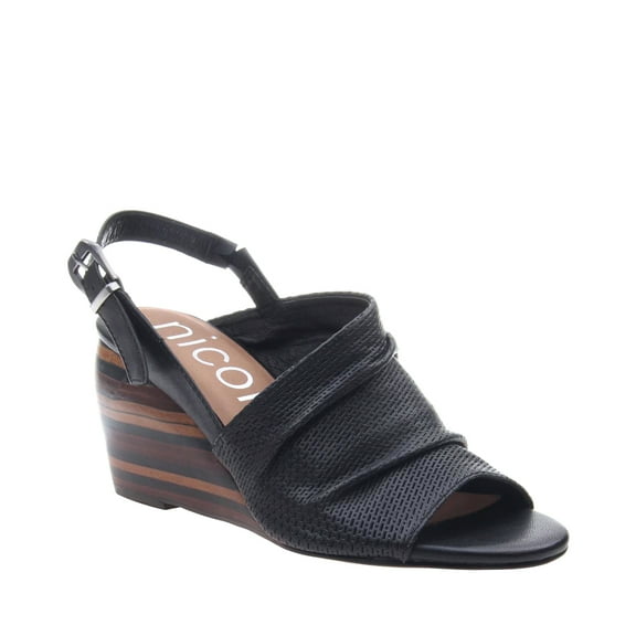 New Nicole Women's Aziza Wedge Sandal Black 6.5