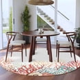 thumbnail image 3 of Red Coral Coastal Round Area Rug 8Ft Washable Large Circle Rugs for Living Room Dorm, Summer Beach Shells Starfish Ocean Non-Slip Carpet Floor Mats Indoor Outdoor Carpet Runner Aesthetic Home Decor, 3 of 8