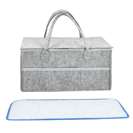 Baby Diaper Caddy Organizer Newborn Diapers Nursery Bag Storage Portable Bin Tote Travel Car Organizers With Cover And Changing Pad By Zzteck Grey