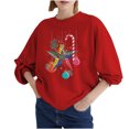 thumbnail image 1 of Blusa holgada de manga larga con cuello redondo y estampado navideño para mujer Fridja bvmnju2456, 1 of 5