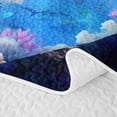 thumbnail image 5 of spefrowx 3D Sea Turtle Bed Spread Queen for Teens, Cyan Ocean Coral Animal Queen Coverlet Set, 3 Pieces, 5 of 7