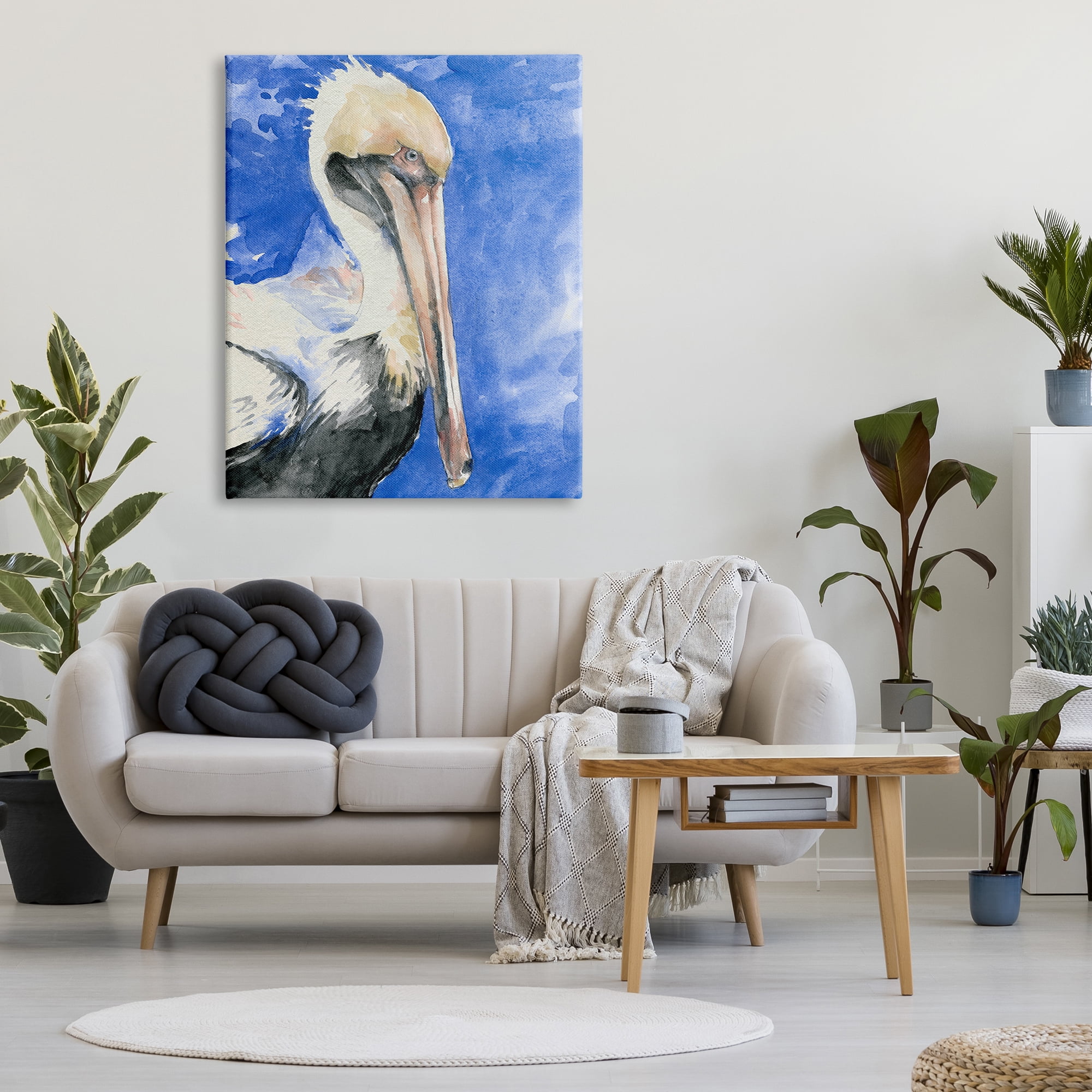 Stupell Industries Elegant Pelican Bird Tucked Beak Bold Blue Painting Painting Gallery Wrapped Canvas Print Wall Art, Design by Jennifer Paxton Parker