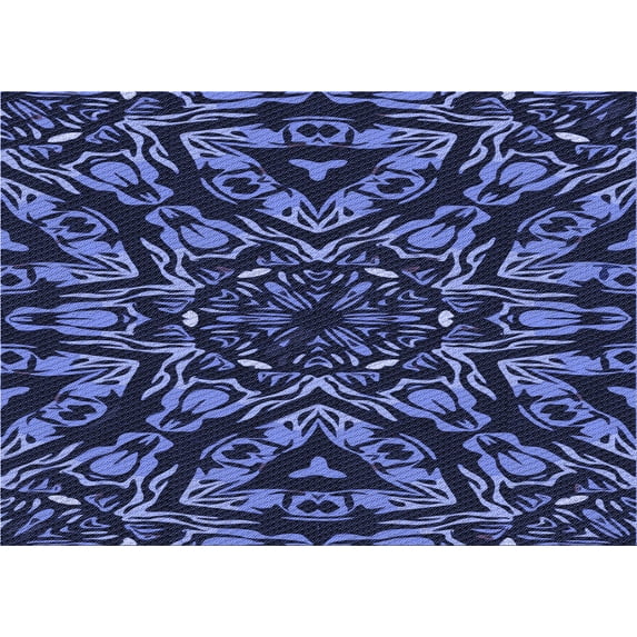 Ahgly Company Machine Washable Indoor Rectangle Transitional Night Blue Area Rugs, 6' x 9'