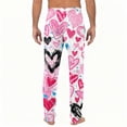 thumbnail image 4 of LWavelet Mens Heart Print Lounge Pants Elastic Waist Soft Sleep Pants Pink M, 4 of 6