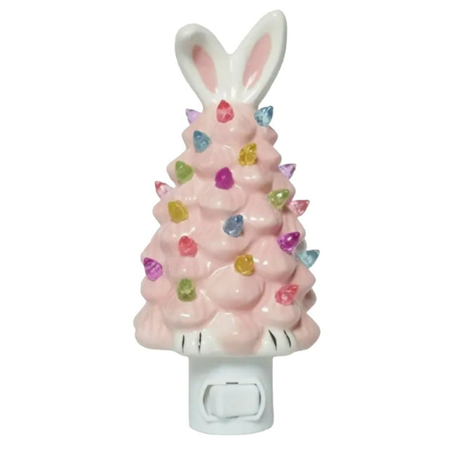Bonita luz nocturna de resina con forma de conejito de Pascua. Perfecta decoración para Pascua.