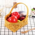 thumbnail image 2 of HERFIER Portable Handmade Rattan Storage Container Storage Basket Houseware Storage Basket Wooden Woven Storage Basket with Handle (Small) 8.45x6.29x3.54in, 2 of 4