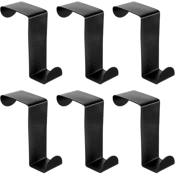 Over The Door Hooks 6 Pcs Hanger Hooks, Heavy Duty Organizer Black Door Back Hangers Single Short Towel Hanging Rack for Living Room Bathroom Bedroom Kitchen Hanging Clothes Towels Hats Coats Bags