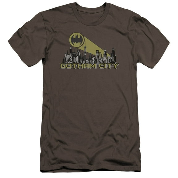 Batman Gotham Skyline Premium Canvas T-Shirt Adult Slim Fit 30/1-Charcoal