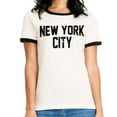 thumbnail image 2 of Ladies New York City Ringer Shirt Distressed Retro Design Tee Black White White/Black Ringer, XL, 2 of 3