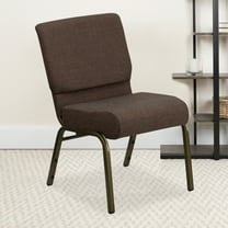 Emma Oliver Stacking Auditorium Chair with 21" Seat - Brown Fabric/Silver Vein Frame