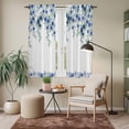 thumbnail image 6 of Blue Roses Kitchen Curtains 63 Inch Length, Spring Floral Elegant Pastoral Flowers Botanical Tiers Curtains for Living Room Berdoom, Light Filtering Drapes Window Treatment 2 Panels 42"Wx63"L, 6 of 8