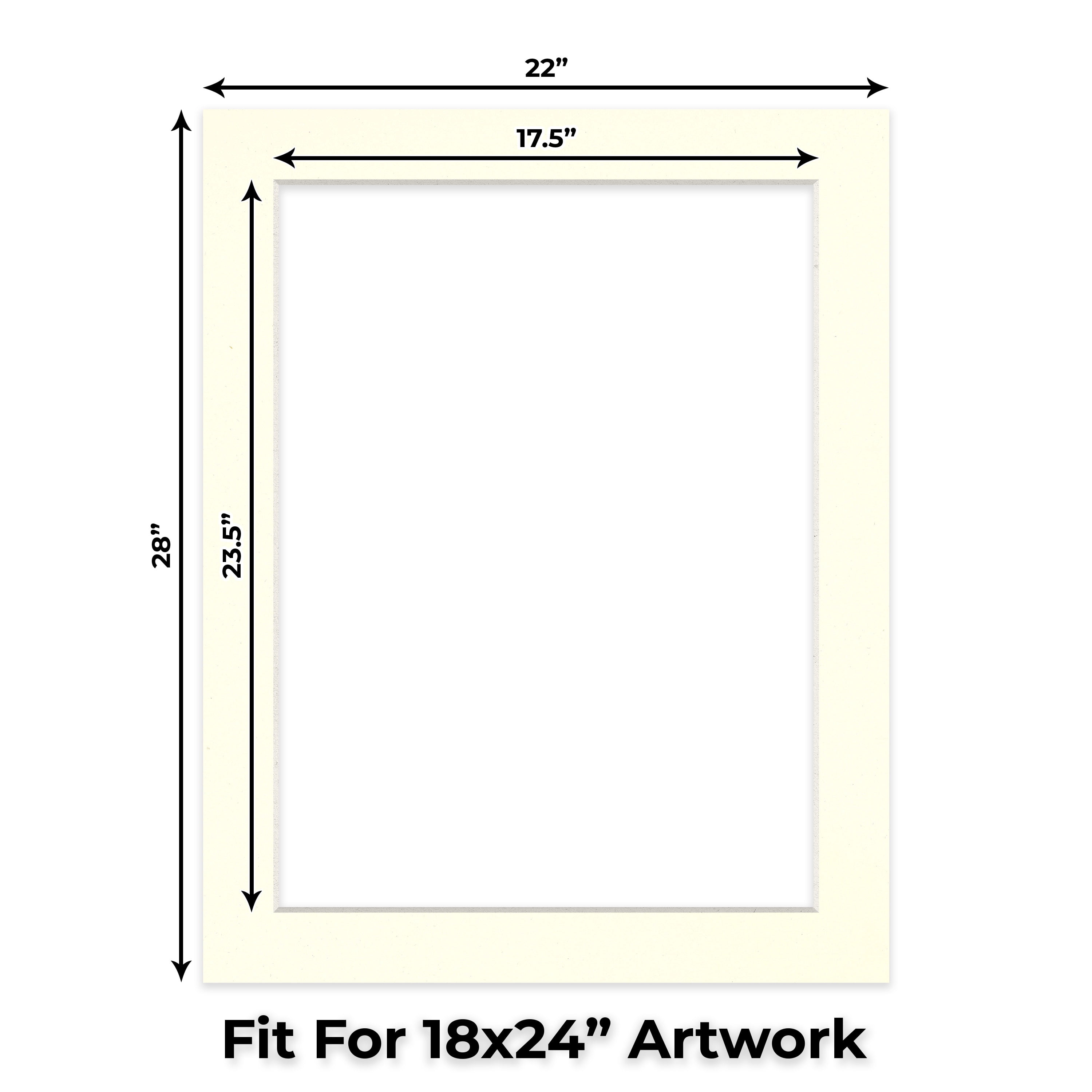 Cream Linen Picture Frame Mat for 22x28 Frames - Fits 18x24 Photos - 10 Mats