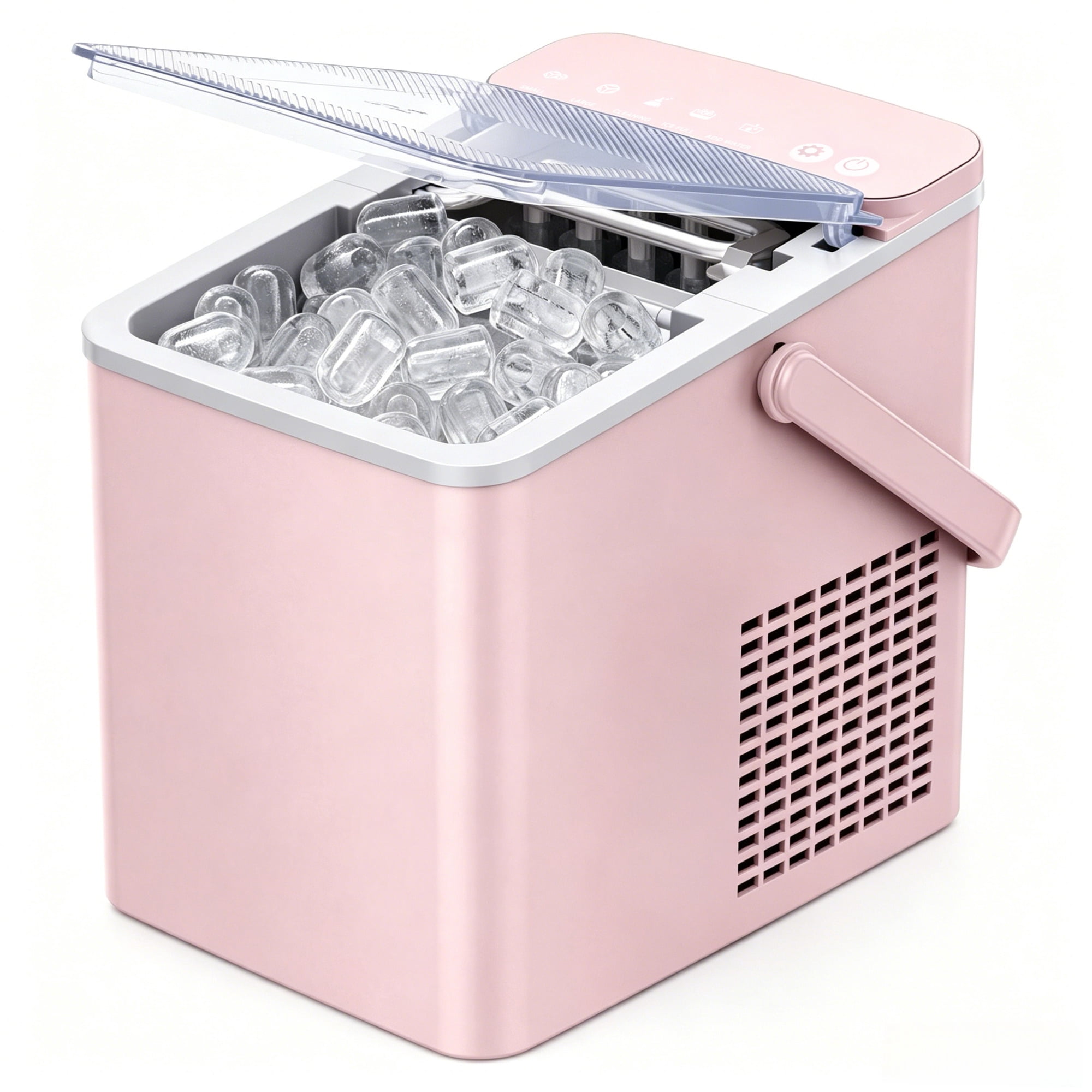 SIMZLIFE Portable Countertop Ice Maker Machine, 26 lbs Ice Per Day, 9 Bullet Ice Cubes Ready in 6 Minutes, Small & Large Ice Sizes, Self-Cleaning, 1.1L Water Tank, Ice Scoop & Basket, Pink
