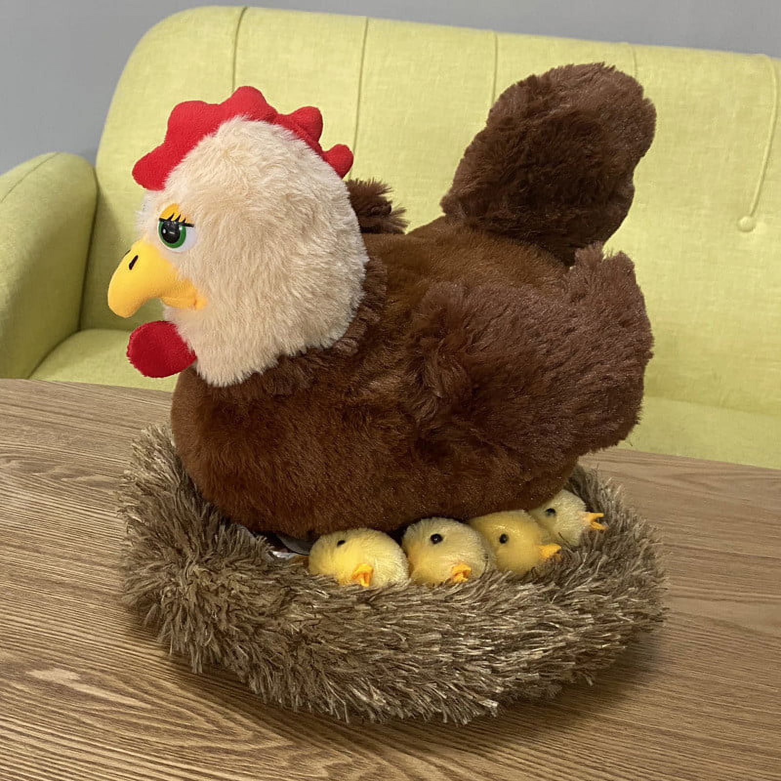 RRJ Easter Spring Chicken Stuffed Animals, Mommy Farm Hen Plushie With 10 Little One Chicks And Henhouse, Fluffy Soft PlushToysForKids, Easter Basket Stuffers, Birthday Gifts For BoysGirls, Farm