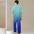 thumbnail image 5 of Men's 2-Piece Work Uniform Set, Short Sleeve V-Neck Gradient Print Top with Chest Pocket and Elastic Waist Pants, For Medical Nursing Scrubs,Light Blue,XL, 5 of 7