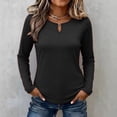 thumbnail image 4 of IUYRTFE Women's Crew Neck Long Sleeve Top with Notched Detail Slim Fit Solid Color Casual Tee, 4 of 5