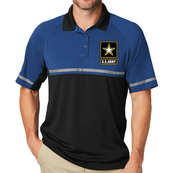 Men's US United States Army Logo Polo Shirt - Royal/Black, XL