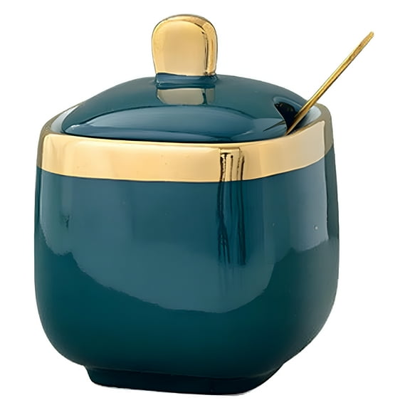 ACDANC Ceramic Salt and Pepper Cellar Set with Lid - Modern Canister/Container/Bowl for Storage,Sea Salt,Spice,Sugar,Countertop - Small Dish/Jar with Spoon,Kitchen Supplies